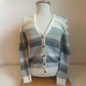 Banana Republic Textured Gray and Cream Cardigan